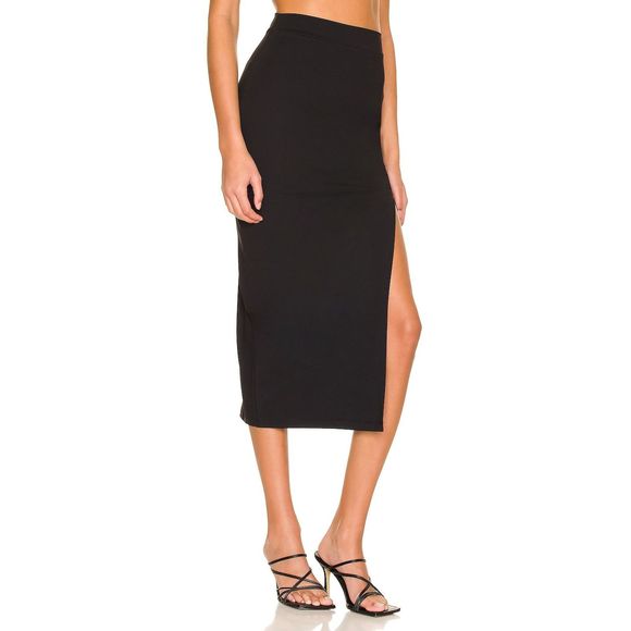 NEW Susana Monaco Midi Slit Skirt in Black Size XS REVOLVE MSRP $138 - Picture 2 of 9